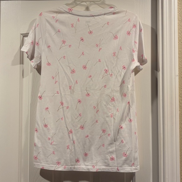A.N.A Women's White and Pink Floral V-Neck Top t shirt size M new - Picture 4 of 5